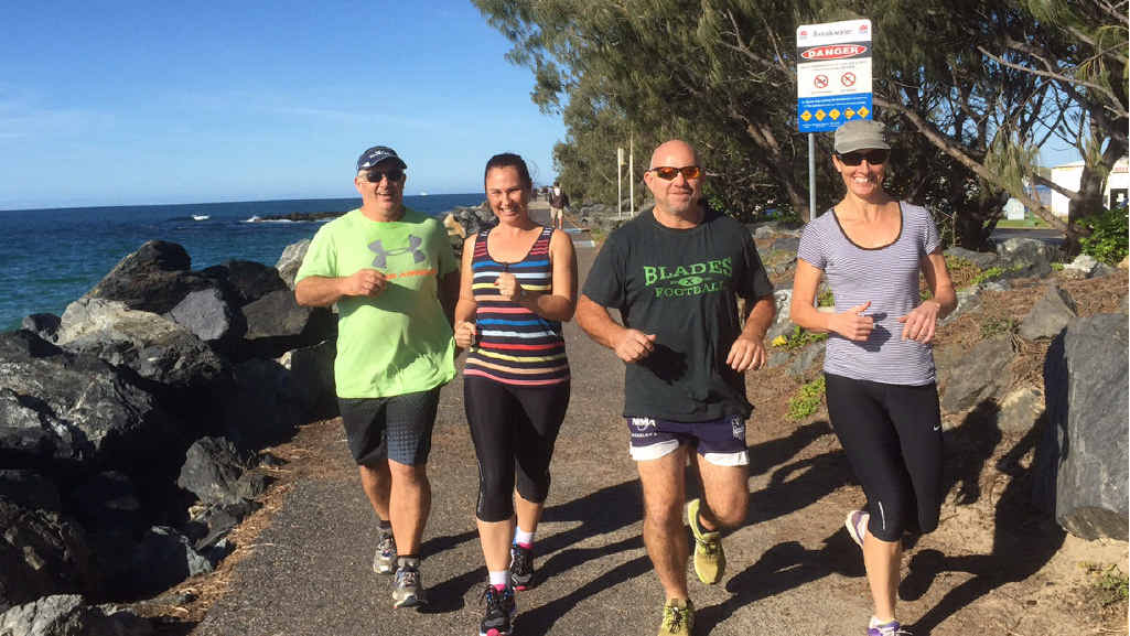 IN TRAINING: Andrew Mifsud, Nicole Brooks, Brenden Pellegrino and Jenny Pellegrino pound the pavement on their way to the Kokoda Challenge. IN TRAINING: Andrew Mifsud, Nicole Brooks, Brenden Pellegrino and Jenny Pellegrino pound the pavement on their way to the Kokoda Challenge.